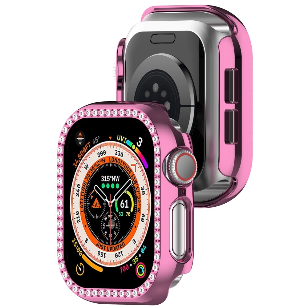 Decory műanyag, rácsatlakoztatható tok strasszokkal az Apple Watch 11/10 42 mm-es modellhez – rózsaszín