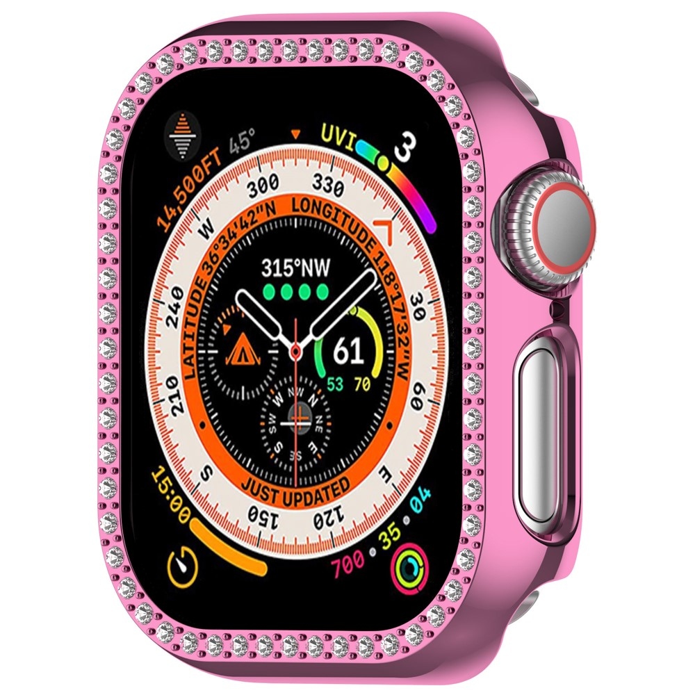 Decory műanyag, rácsatlakoztatható tok strasszokkal az Apple Watch 11/10 42 mm-es modellhez – rózsaszín