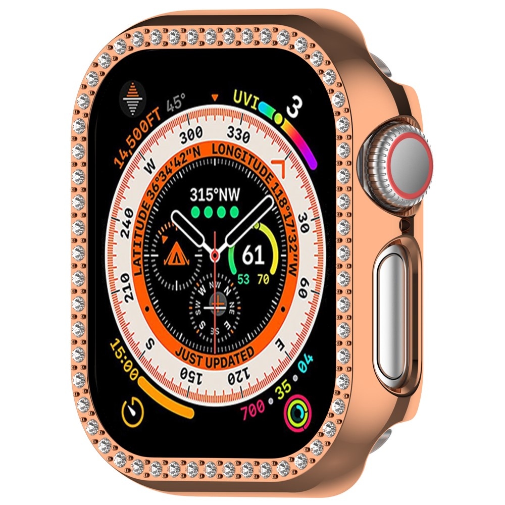Decory műanyag, rácsatlakoztatható tok strasszokkal az Apple Watch 11/10 42 mm-es modellhez – rózsaszín-arany