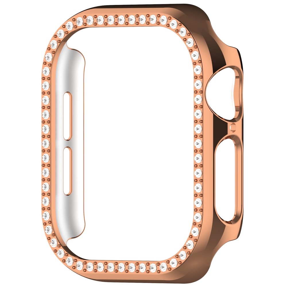 Decory műanyag, rácsatlakoztatható tok strasszokkal az Apple Watch 11/10 42 mm-es modellhez – rózsaszín-arany