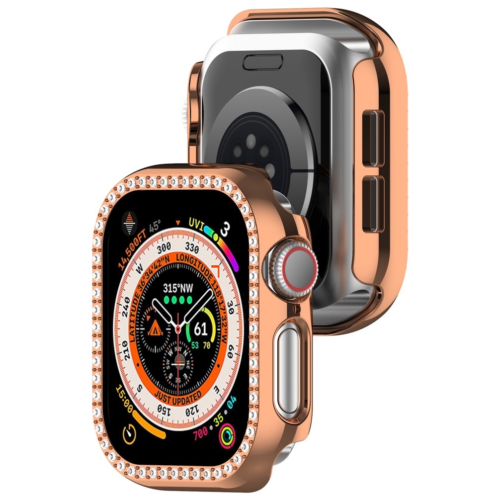 Decory műanyag, rácsatlakoztatható tok strasszokkal az Apple Watch 11/10 42 mm-es modellhez – rózsaszín-arany