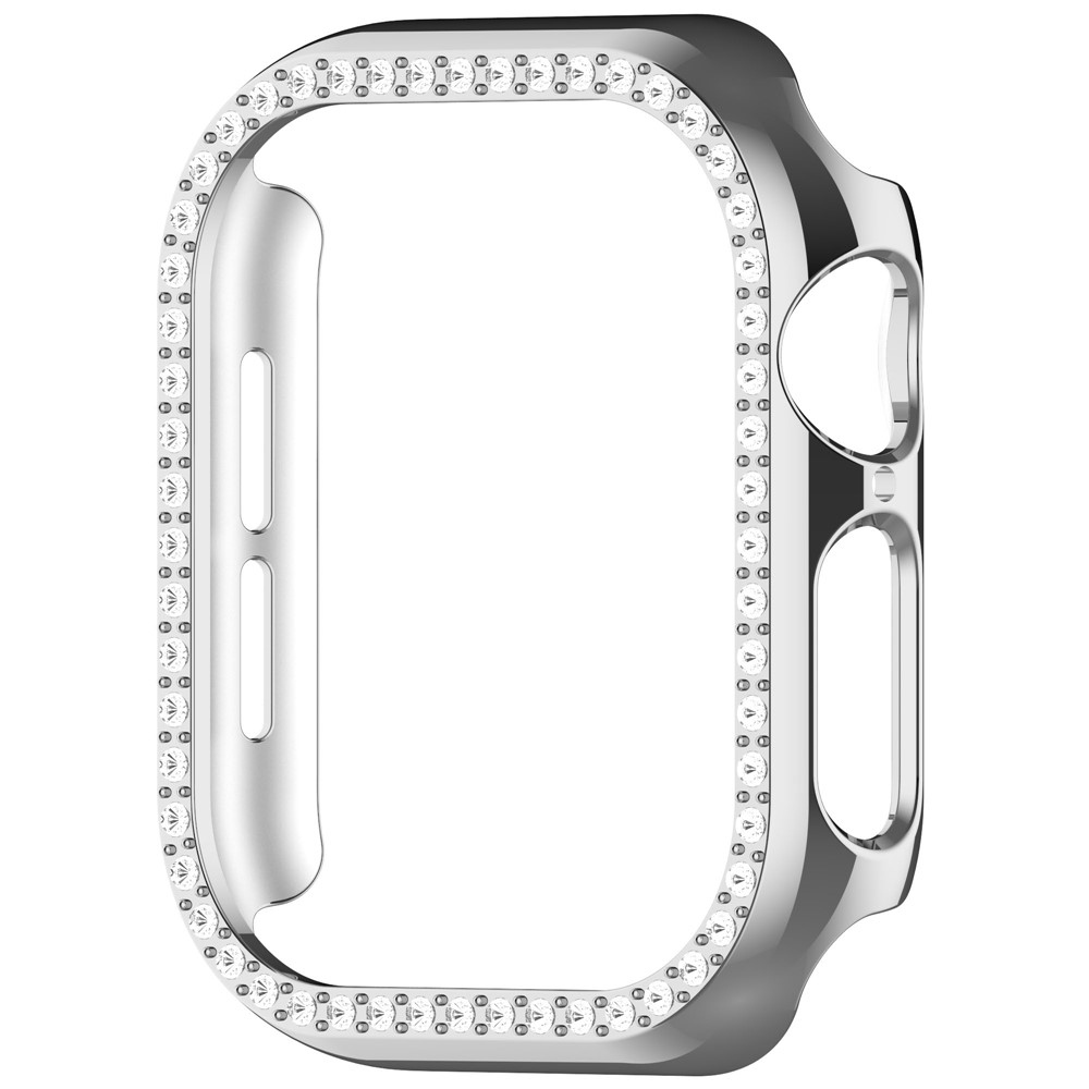 Decory műanyag, rácsatlakoztatható tok strasszokkal az Apple Watch 11/10 42 mm-es modellhez – ezüst színű