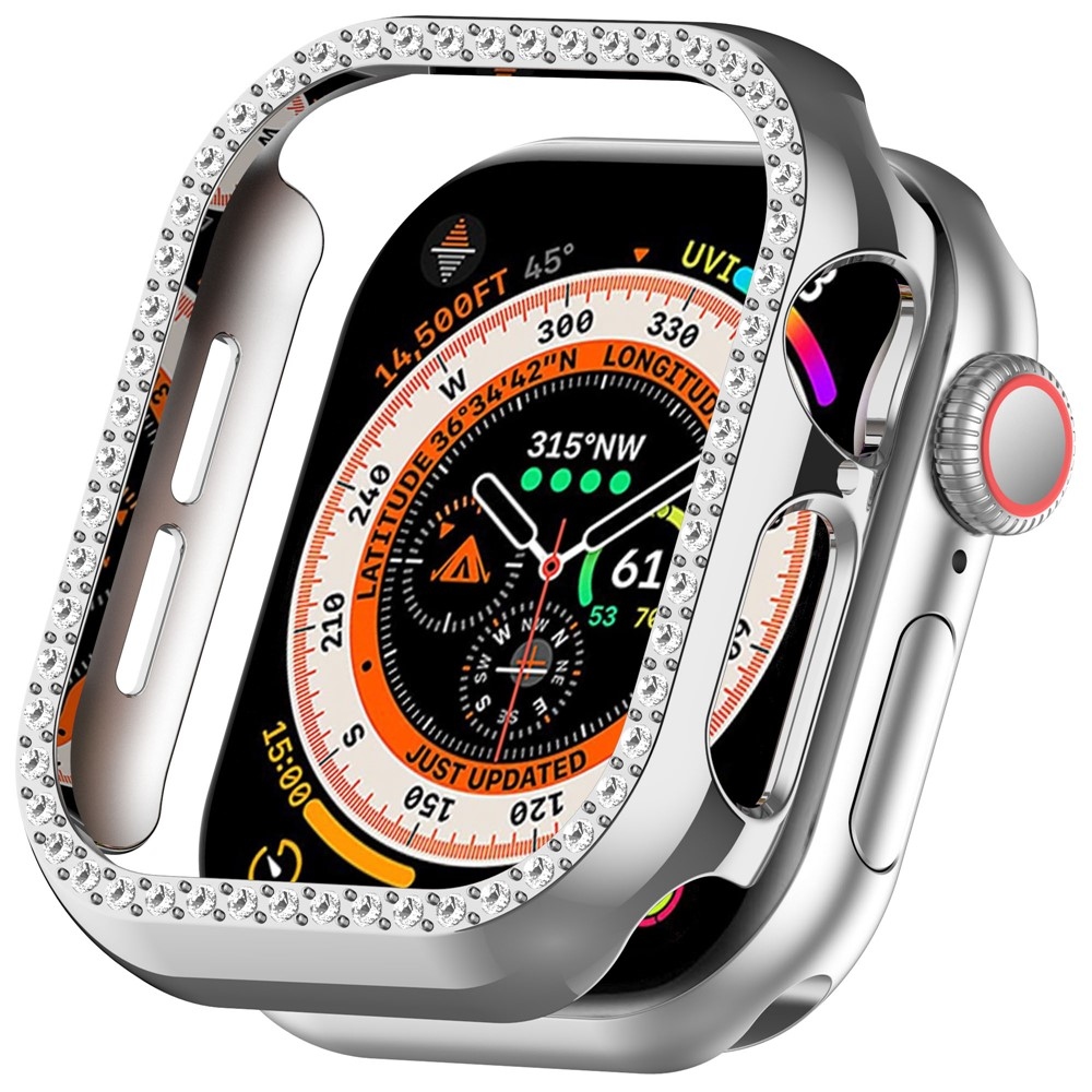 Decory műanyag, rácsatlakoztatható tok strasszokkal az Apple Watch 11/10 42 mm-es modellhez – ezüst színű
