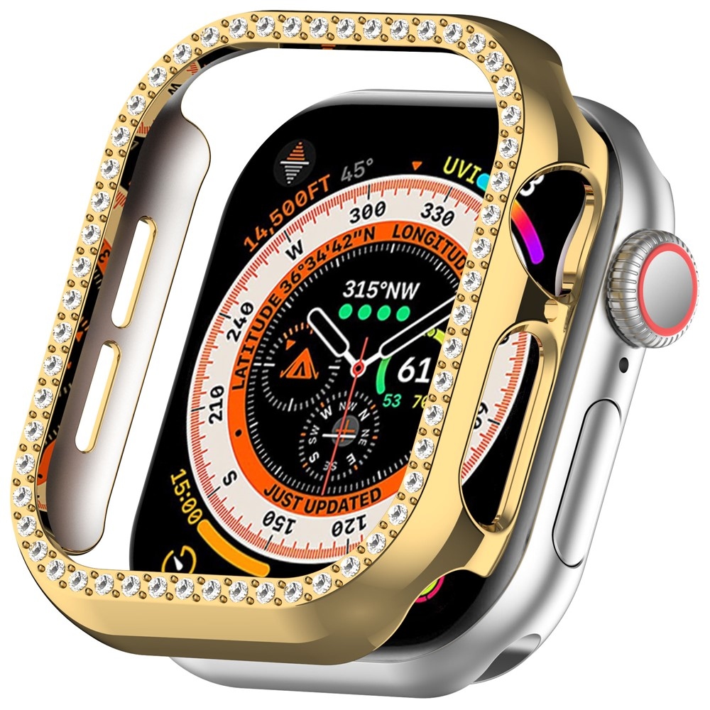 Decory műanyag, rácsatlakoztatható tok strasszokkal az Apple Watch 11/10 42 mm-es modellhez – arany