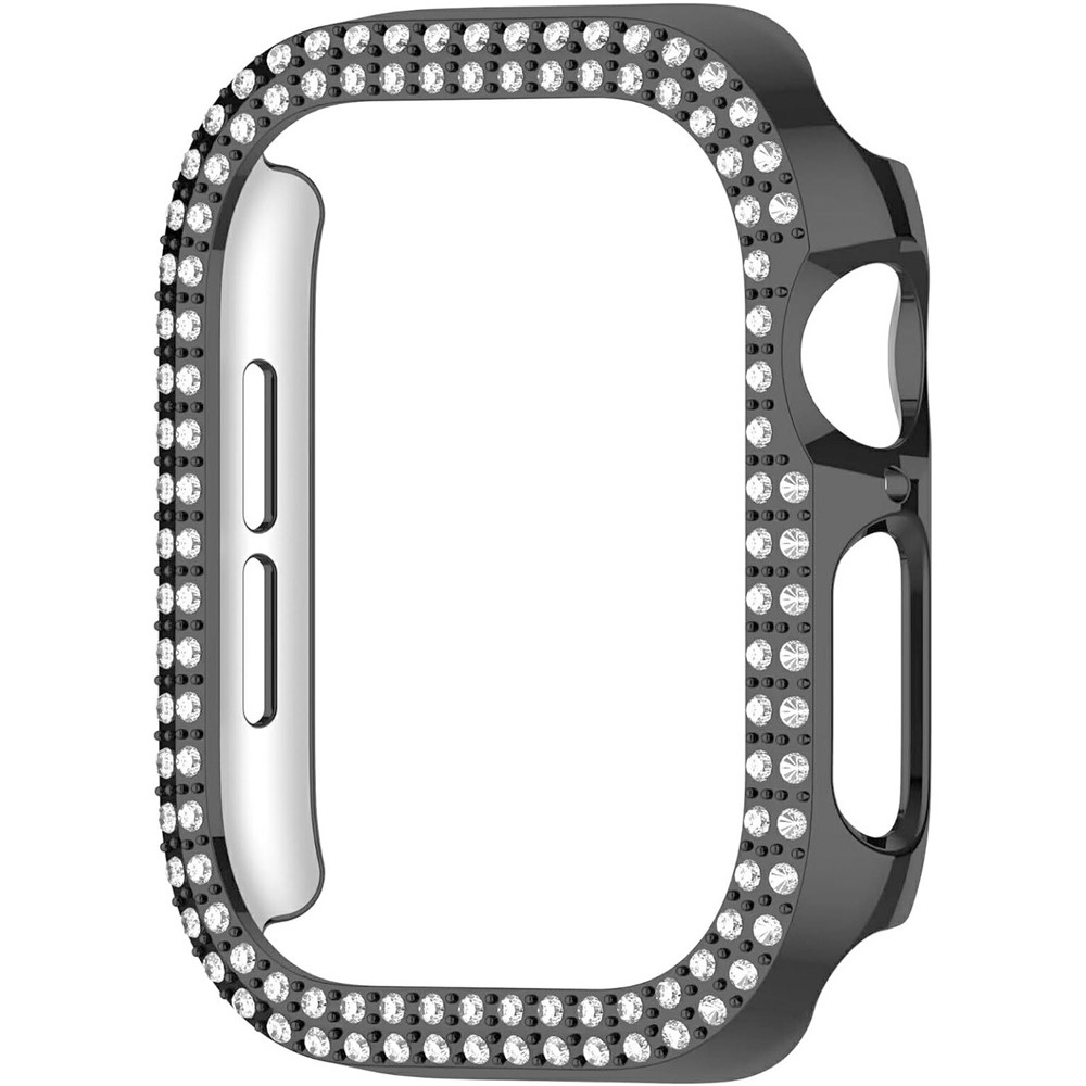 Decory műanyag, rácsatlakoztatható tok strasszokkal az Apple Watch 11/10 46 mm-es modellhez – fekete