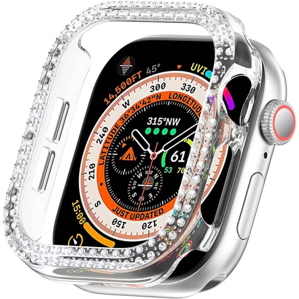 Decory műanyag, rácsatlakoztatható tok strasszokkal az Apple Watch 11/10 46 mm-es modellhez – átlátszó