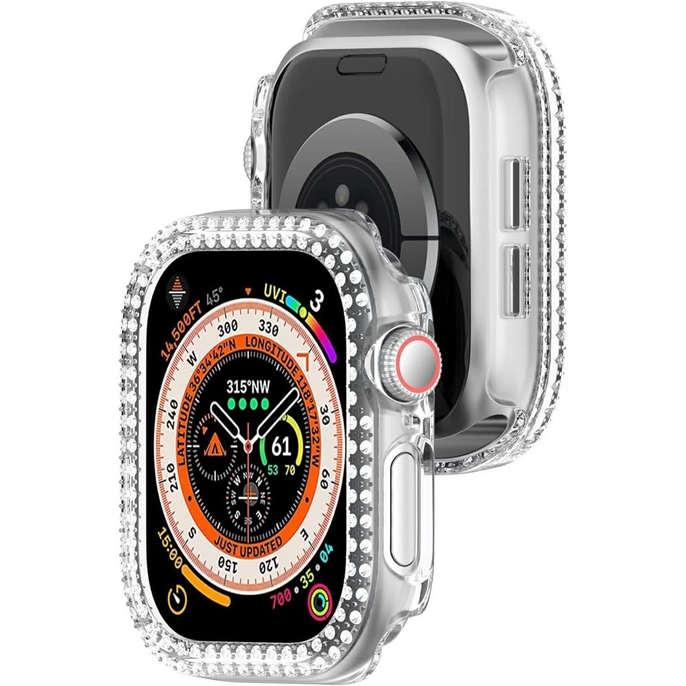 Decory műanyag, rácsatlakoztatható tok strasszokkal az Apple Watch 11/10 46 mm-es modellhez – átlátszó