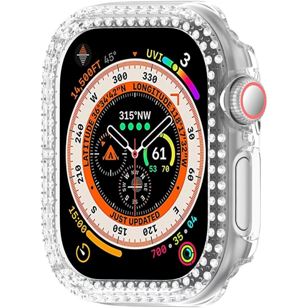 Decory műanyag, rácsatlakoztatható tok strasszokkal az Apple Watch 11/10 46 mm-es modellhez – átlátszó