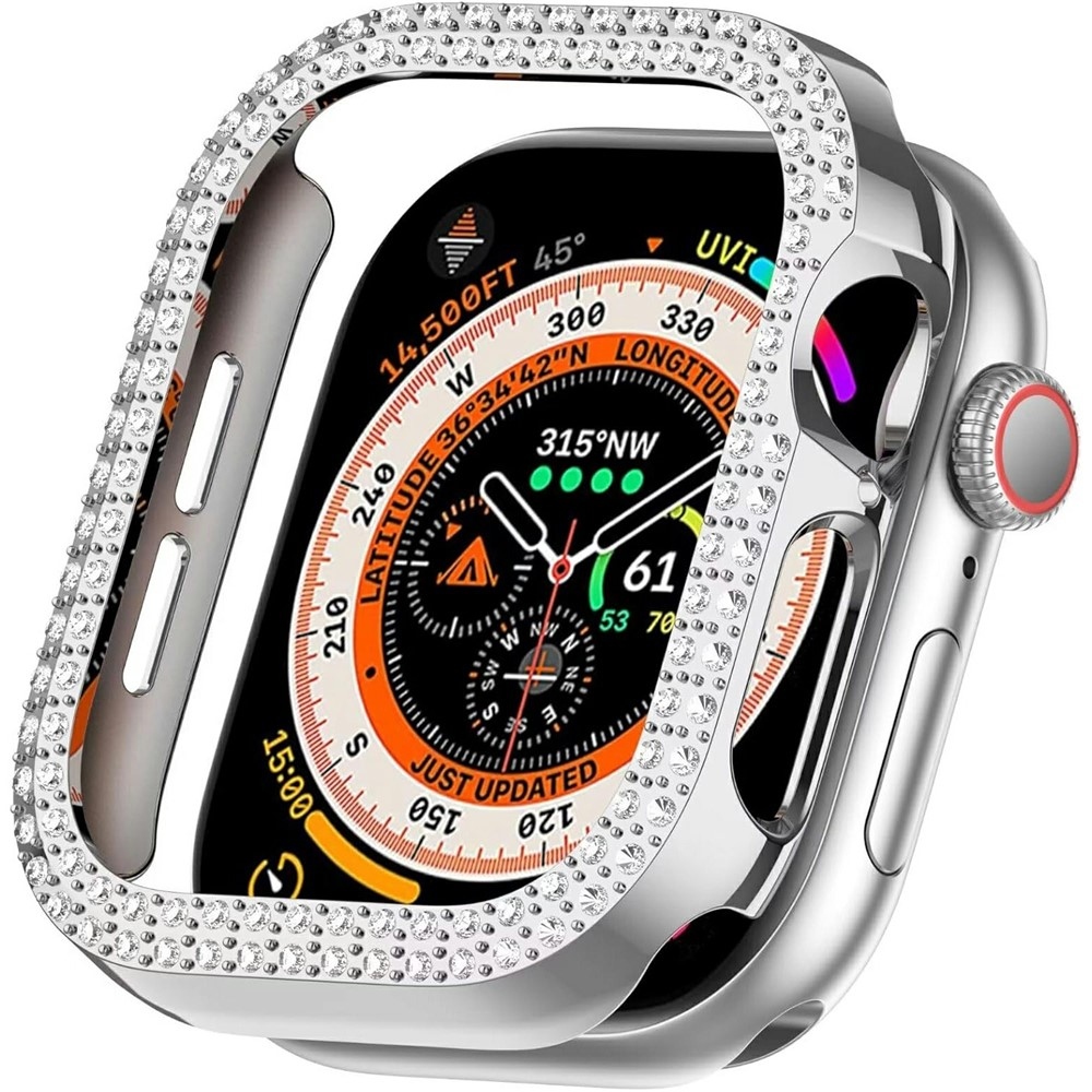 Decory műanyag, rácsatlakoztatható tok strasszokkal az Apple Watch 11/10 46 mm-es modellhez – ezüst színű