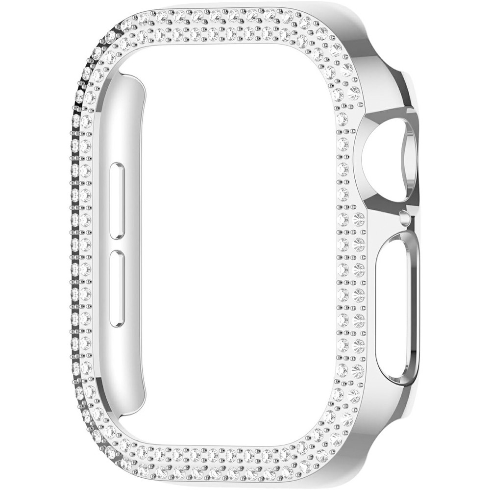 Decory műanyag, rácsatlakoztatható tok strasszokkal az Apple Watch 11/10 46 mm-es modellhez – ezüst színű