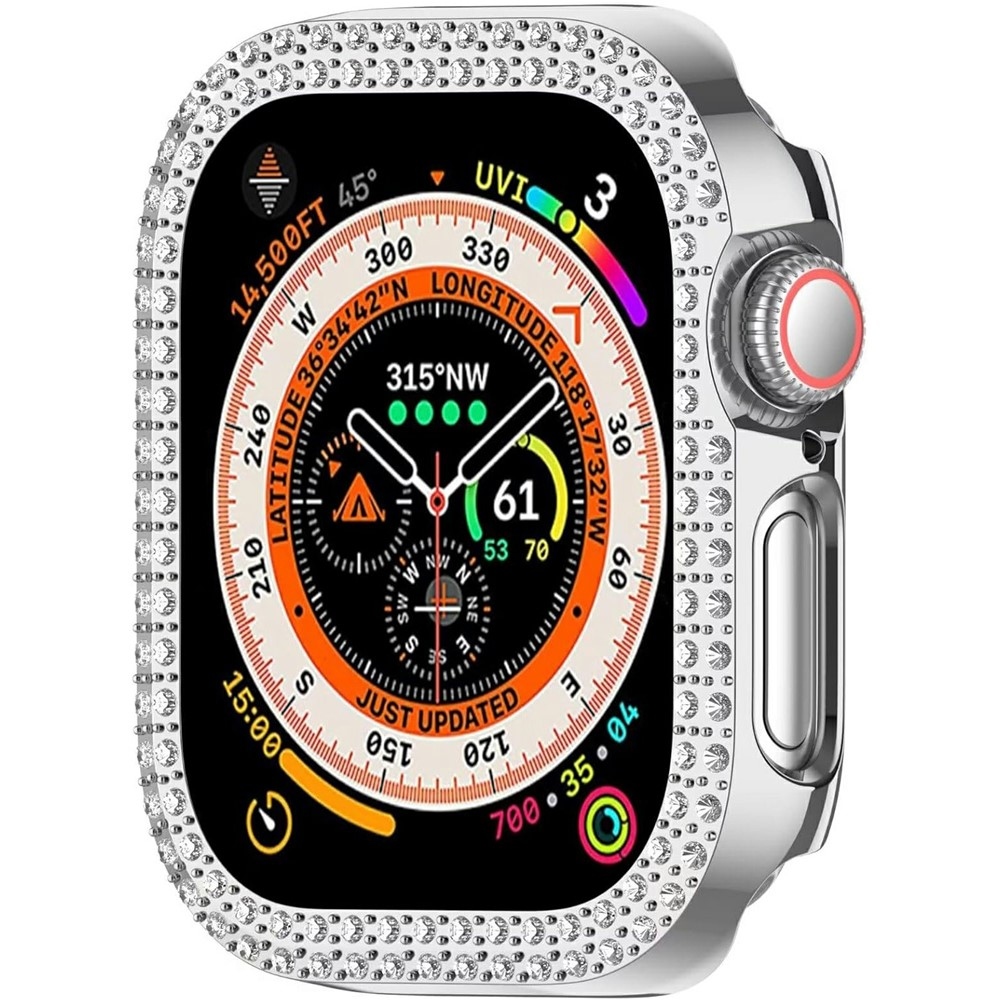 Decory műanyag, rácsatlakoztatható tok strasszokkal az Apple Watch 11/10 46 mm-es modellhez – ezüst színű