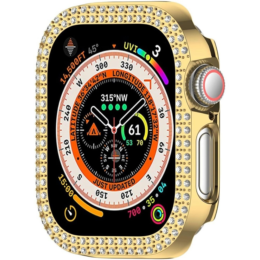 Decory műanyag, rácsatlakoztatható tok strasszokkal az Apple Watch 11/10 46 mm-es modellhez – arany