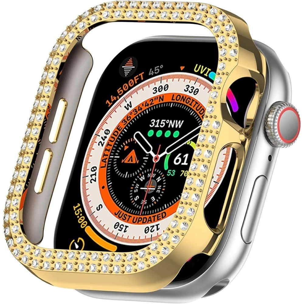 Decory műanyag, rácsatlakoztatható tok strasszokkal az Apple Watch 11/10 46 mm-es modellhez – arany