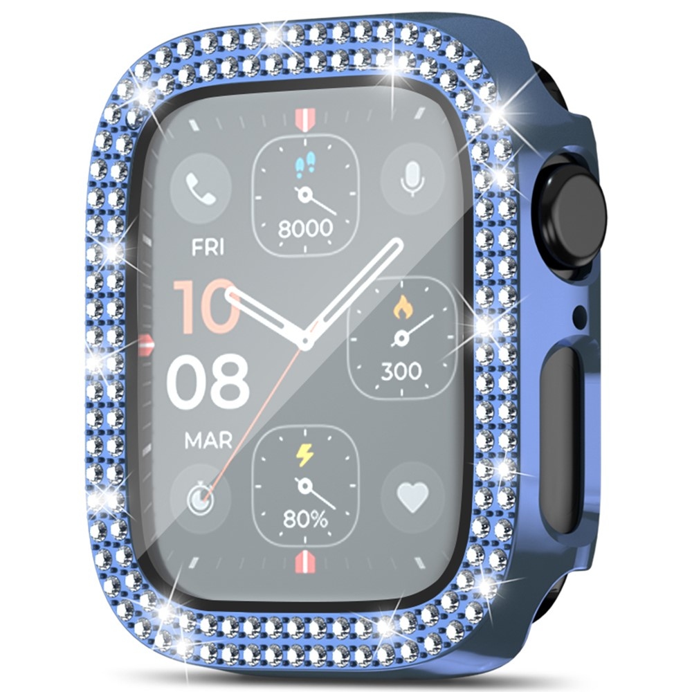 Decory műanyag, rácsatlakoztatható tok strasszokkal az Apple Watch SE3/SE2/SE1/Watch 6/5/4 40 mm-es modellhez – kék