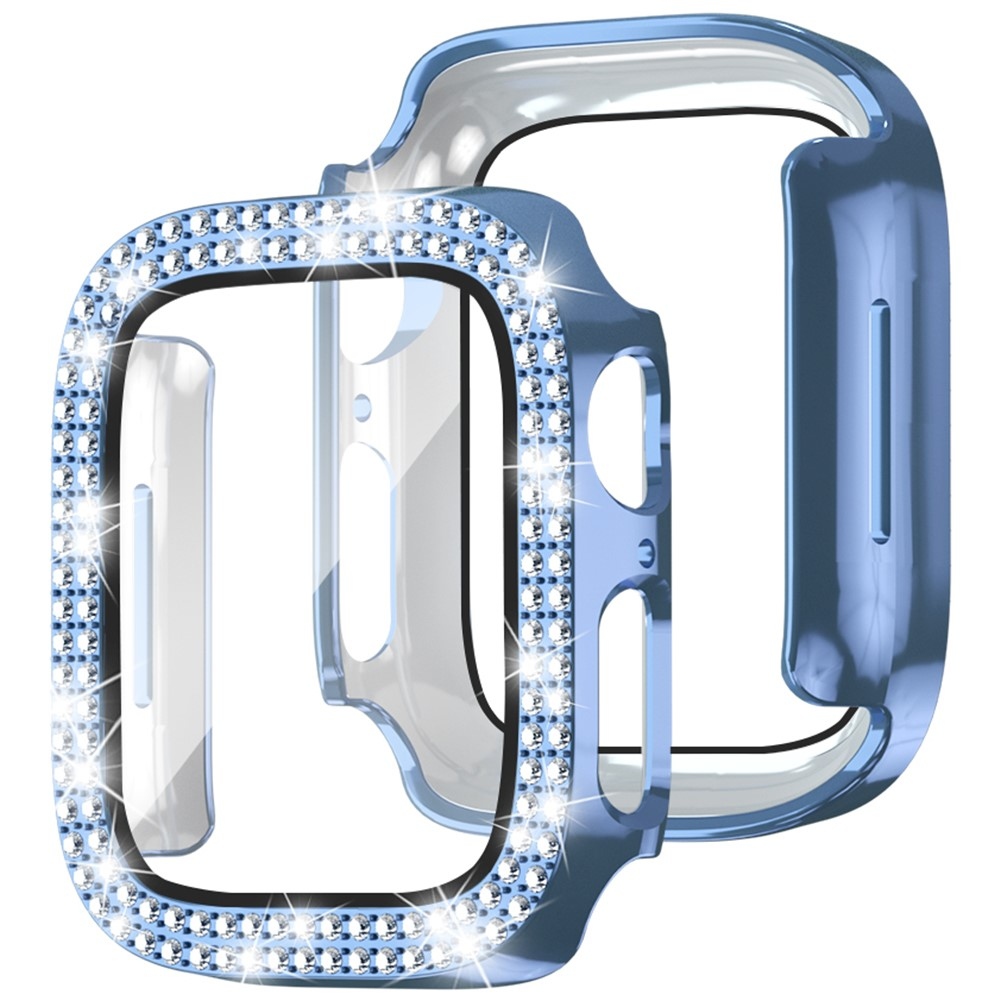 Decory műanyag, rácsatlakoztatható tok strasszokkal az Apple Watch SE3/SE2/SE1/Watch 6/5/4 40 mm-es modellhez – kék
