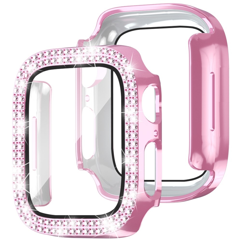 Decory műanyag, rácsatlakoztatható tok strasszokkal az Apple Watch SE3/SE2/SE1/Watch 6/5/4 40 mm-es modellhez – rózsaszín