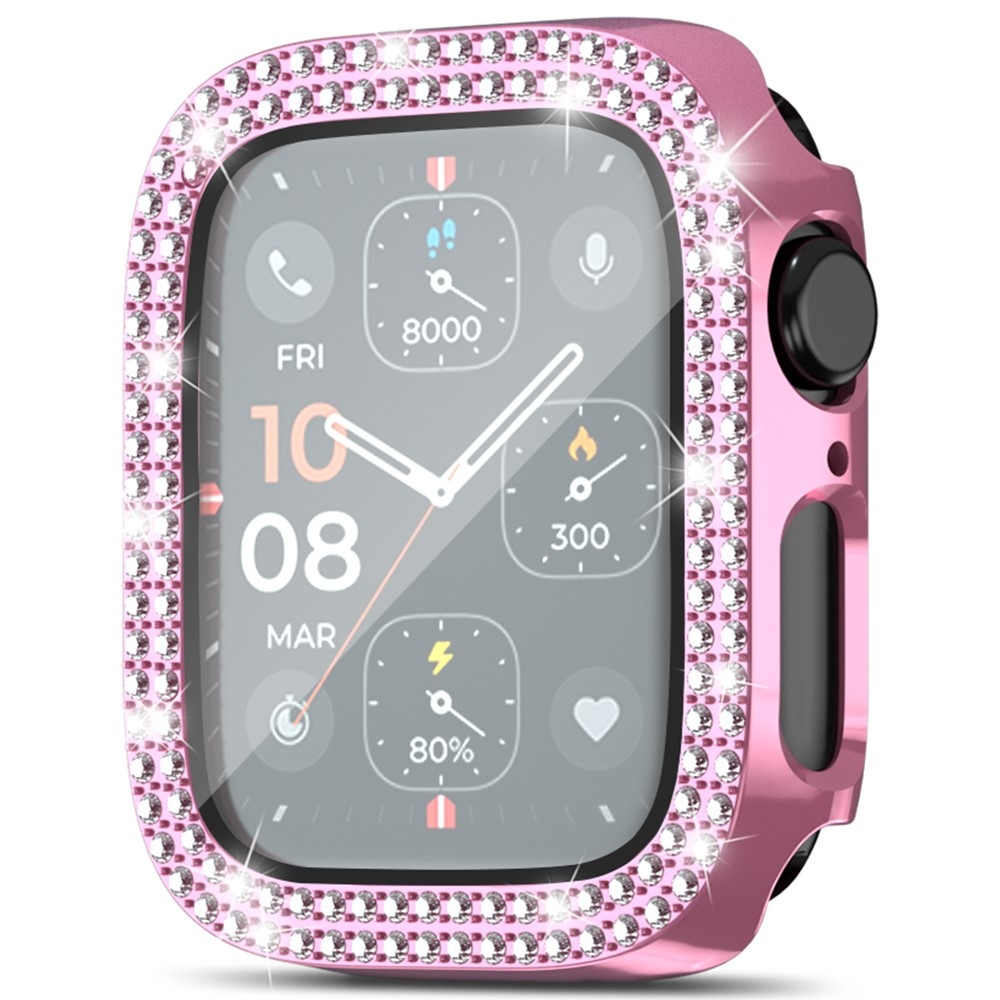 Decory műanyag, rácsatlakoztatható tok strasszokkal az Apple Watch SE3/SE2/SE1/Watch 6/5/4 40 mm-es modellhez – rózsaszín