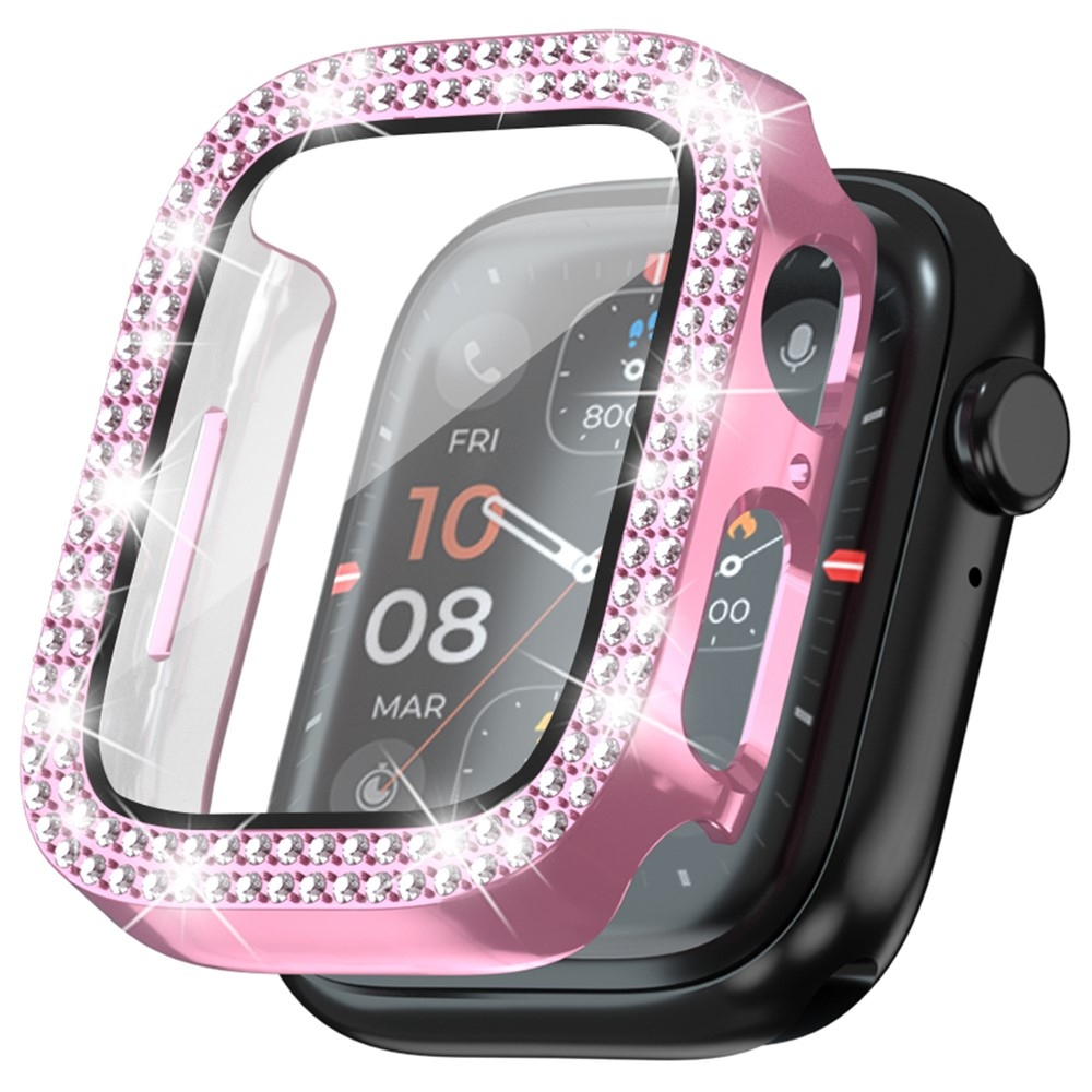 Decory műanyag, rácsatlakoztatható tok strasszokkal az Apple Watch SE3/SE2/SE1/Watch 6/5/4 40 mm-es modellhez – rózsaszín