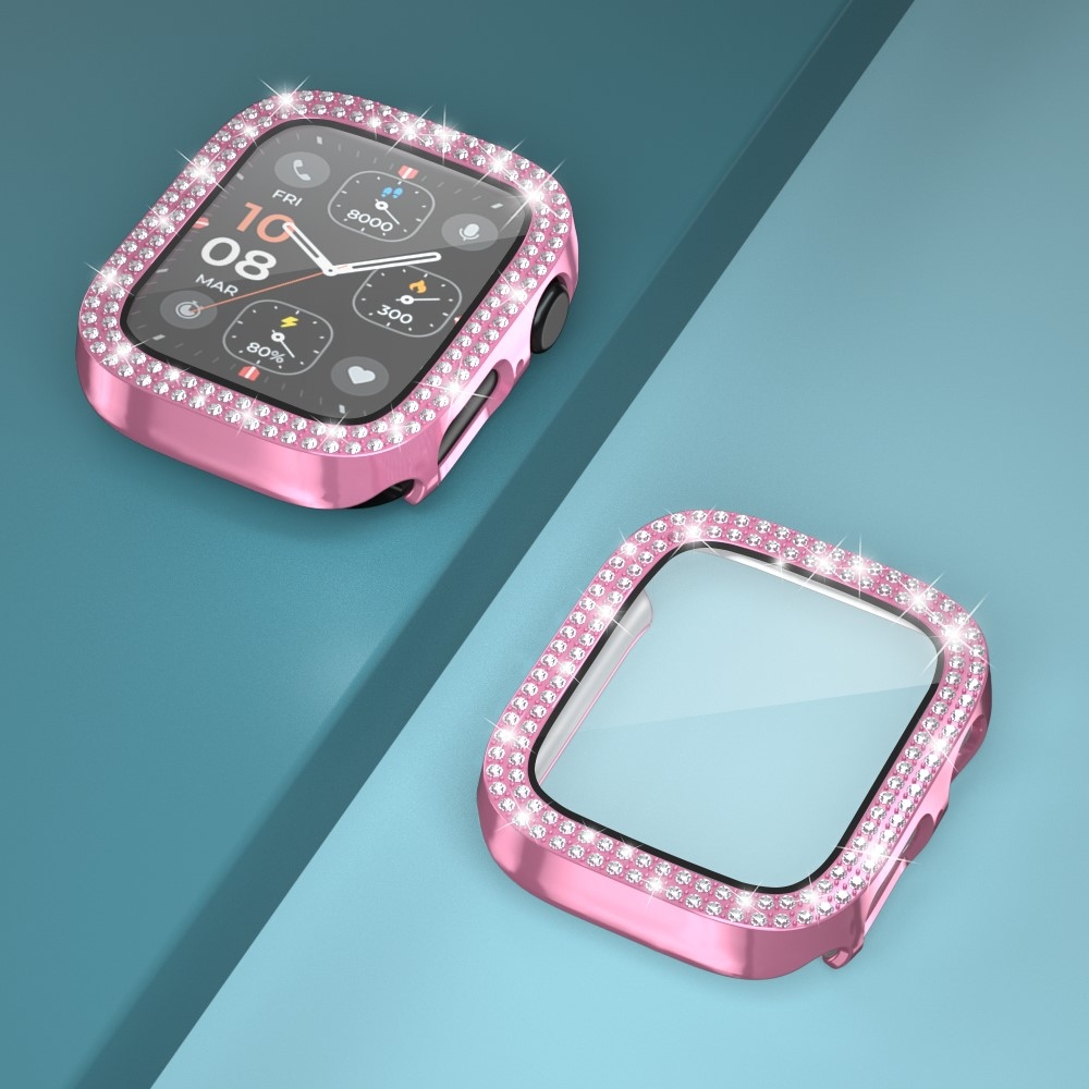 Decory műanyag, rácsatlakoztatható tok strasszokkal az Apple Watch SE3/SE2/SE1/Watch 6/5/4 40 mm-es modellhez – rózsaszín