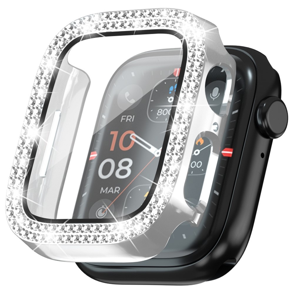 Decory műanyag, rácsatlakoztatható tok strasszokkal az Apple Watch SE3/SE2/SE1/Watch 6/5/4 40 mm-es modellhez – ezüst színű