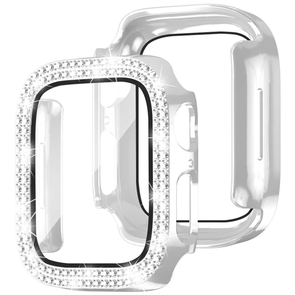 Decory műanyag, rácsatlakoztatható tok strasszokkal az Apple Watch SE3/SE2/SE1/Watch 6/5/4 40 mm-es modellhez – ezüst színű