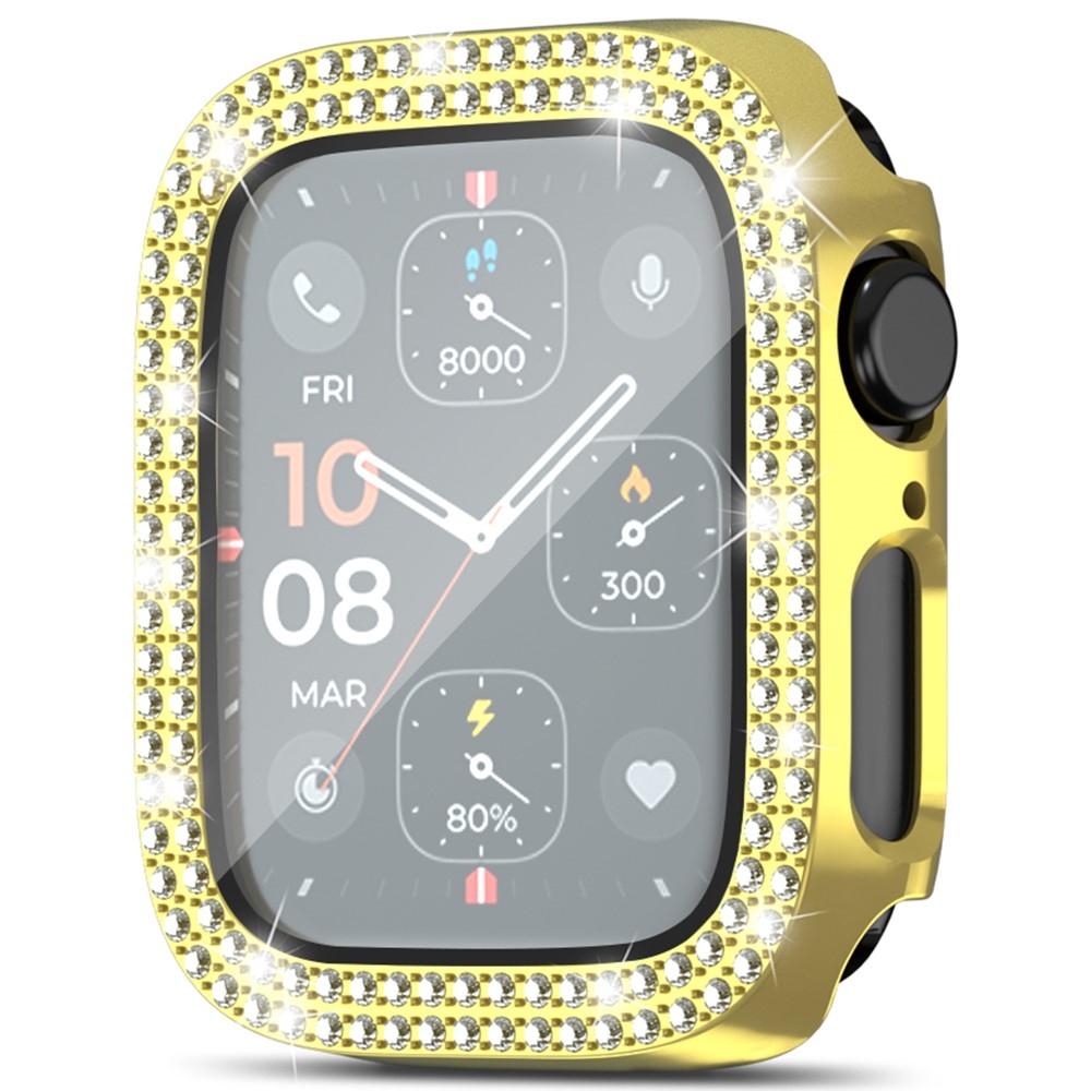 Decory műanyag, rácsatlakoztatható tok strasszokkal az Apple Watch SE3/SE2/SE1/Watch 6/5/4 40 mm-es modellhez – arany színű
