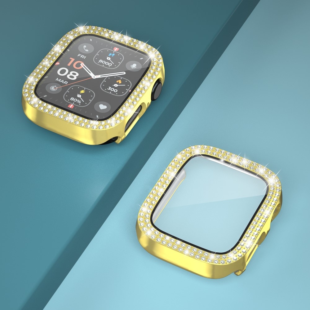 Decory műanyag, rácsatlakoztatható tok strasszokkal az Apple Watch SE3/SE2/SE1/Watch 6/5/4 40 mm-es modellhez – arany színű