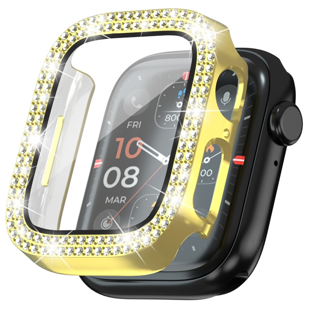 Decory műanyag, rácsatlakoztatható tok strasszokkal az Apple Watch SE3/SE2/SE1/Watch 6/5/4 40 mm-es modellhez – arany színű