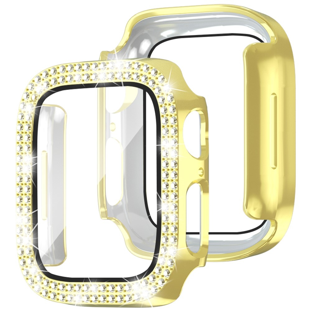 Decory műanyag, rácsatlakoztatható tok strasszokkal az Apple Watch SE3/SE2/SE1/Watch 6/5/4 40 mm-es modellhez – arany színű