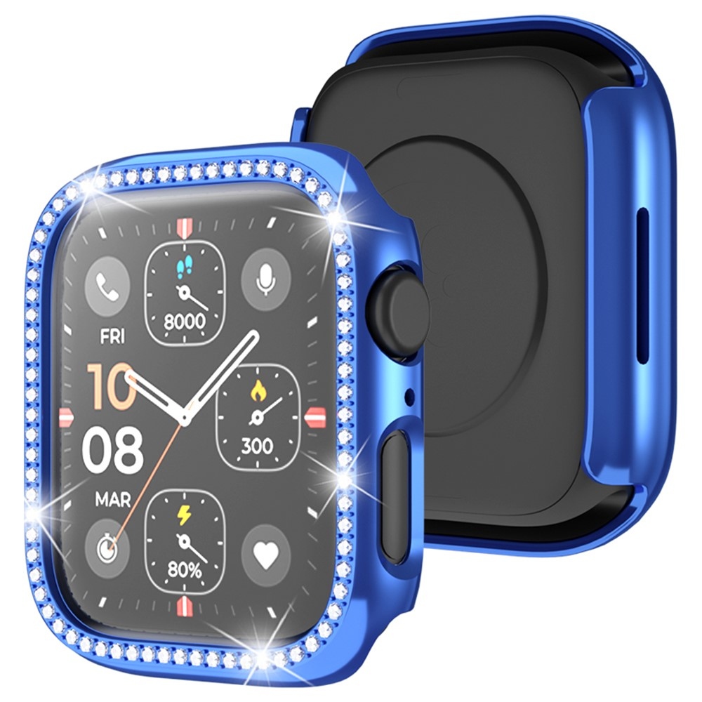 Decory műanyag, rácsatlakoztatható tok strasszokkal az Apple Watch SE3/SE2/SE1/Watch 6/5/4 44 mm-es modellhez – kék