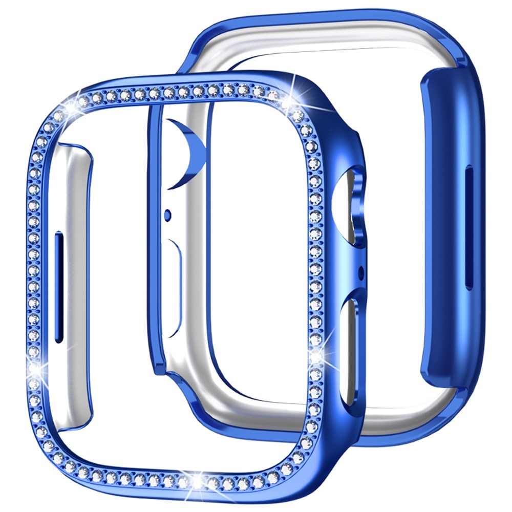 Decory műanyag, rácsatlakoztatható tok strasszokkal az Apple Watch SE3/SE2/SE1/Watch 6/5/4 44 mm-es modellhez – kék