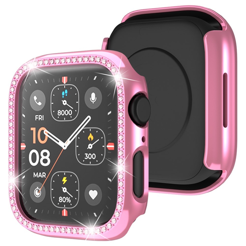 Decory műanyag, rácsatlakoztatható tok strasszokkal az Apple Watch SE3/SE2/SE1/Watch 6/5/4 44 mm-es modellhez – rózsaszín
