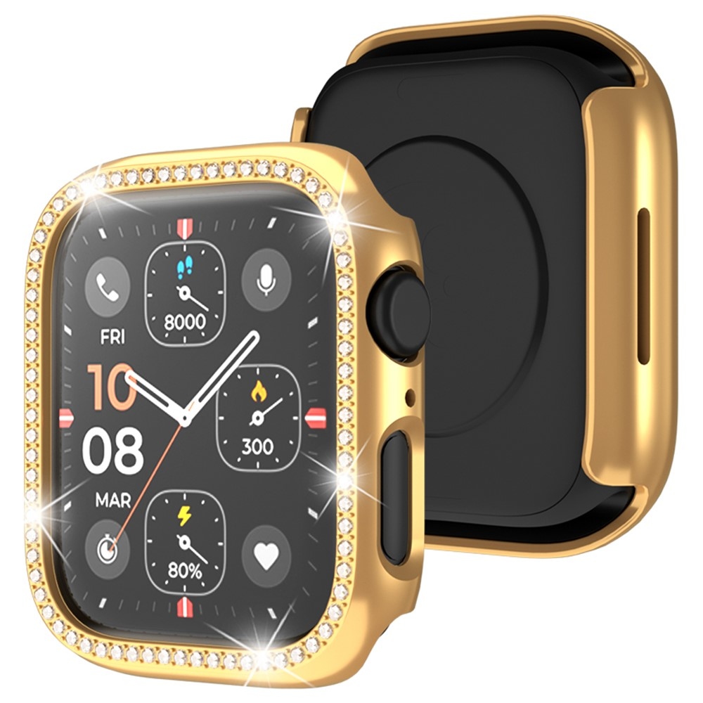Decory műanyag, rácsatlakoztatható tok strasszokkal az Apple Watch SE3/SE2/SE1/Watch 6/5/4 44 mm-es modellhez – rózsaszín-arany