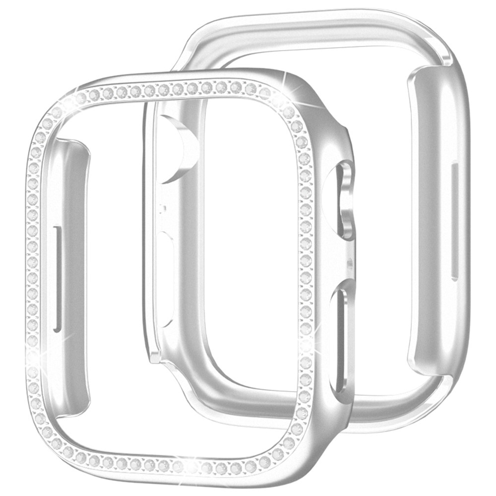 Decory műanyag, rácsatlakoztatható tok strasszokkal az Apple Watch SE3/SE2/SE1/Watch 6/5/4 44 mm-es modellhez – ezüst színű