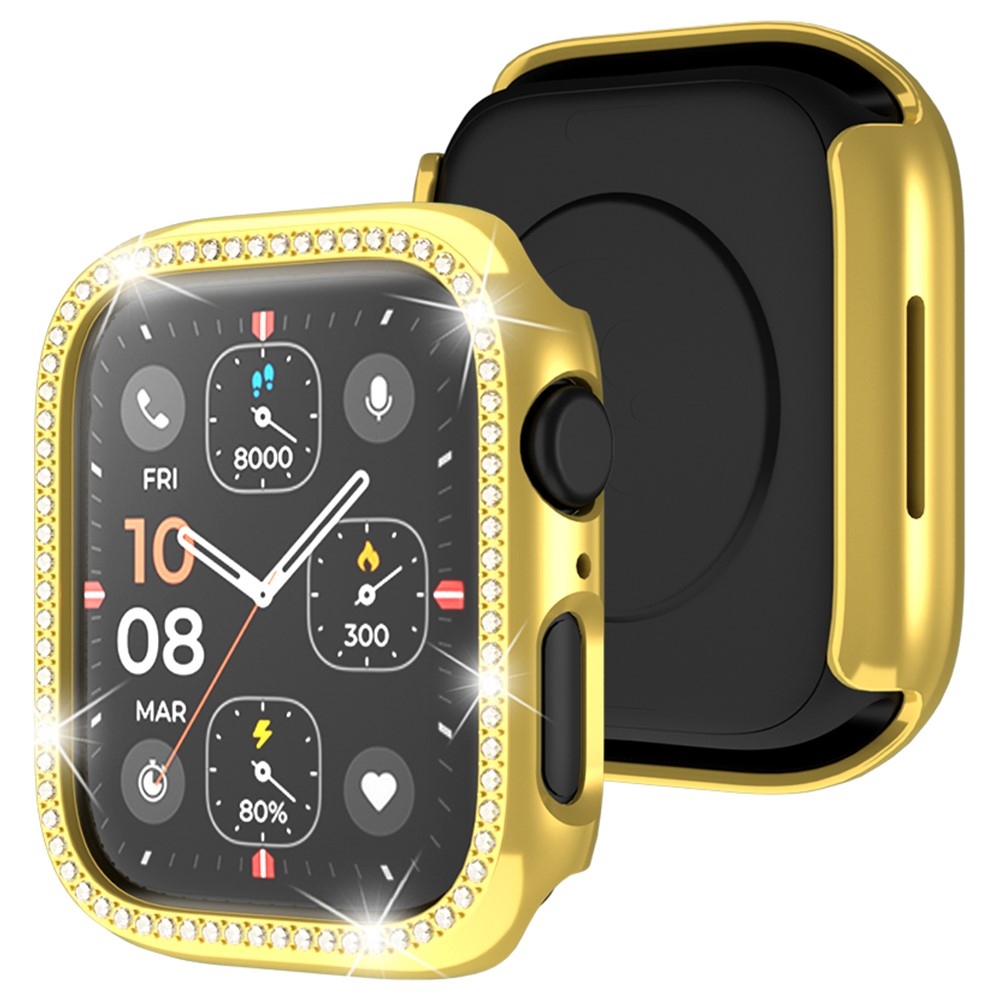 Decory műanyag, rácsatlakoztatható tok strasszokkal az Apple Watch SE3/SE2/SE1/Watch 6/5/4 44 mm-es modellhez – arany színű