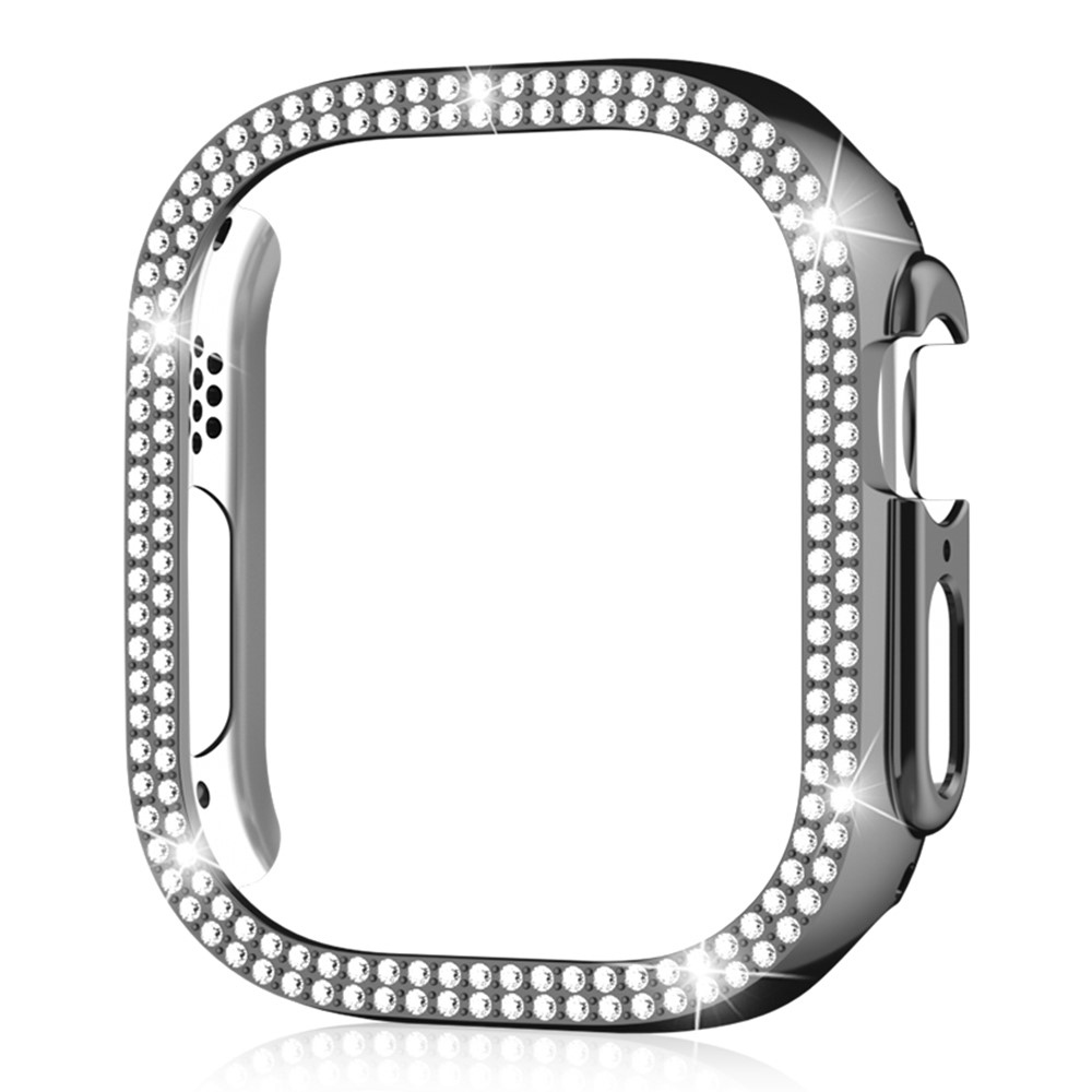 Decory műanyag, rácsatlakoztatható tok strasszokkal az Apple Watch Ultra 4/3/2/1 49 mm-es modellhez – fekete
