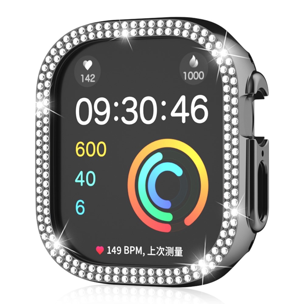 Decory műanyag, rácsatlakoztatható tok strasszokkal az Apple Watch Ultra 4/3/2/1 49 mm-es modellhez – fekete