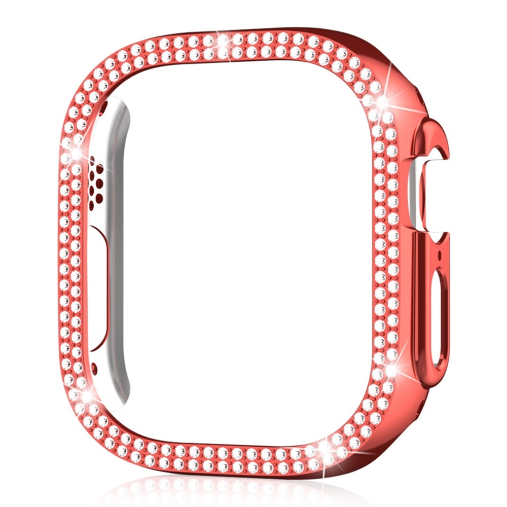 Decory műanyag, rácsatlakoztatható tok strasszokkal az Apple Watch Ultra 4/3/2/1 49 mm-es modellhez – piros