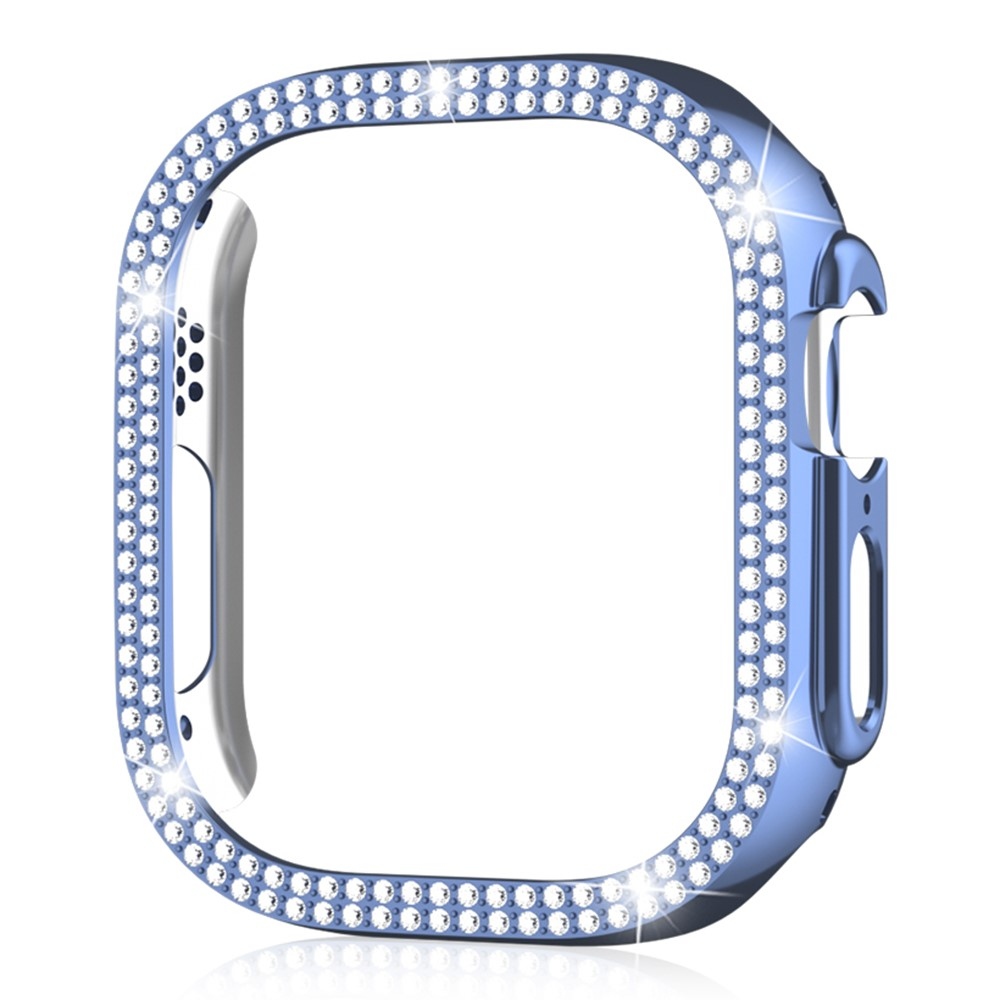 Decory műanyag, rácsatlakoztatható tok strasszokkal az Apple Watch Ultra 4/3/2/1 49 mm-es modellhez – kék