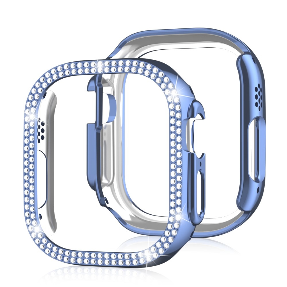 Decory műanyag, rácsatlakoztatható tok strasszokkal az Apple Watch Ultra 4/3/2/1 49 mm-es modellhez – kék