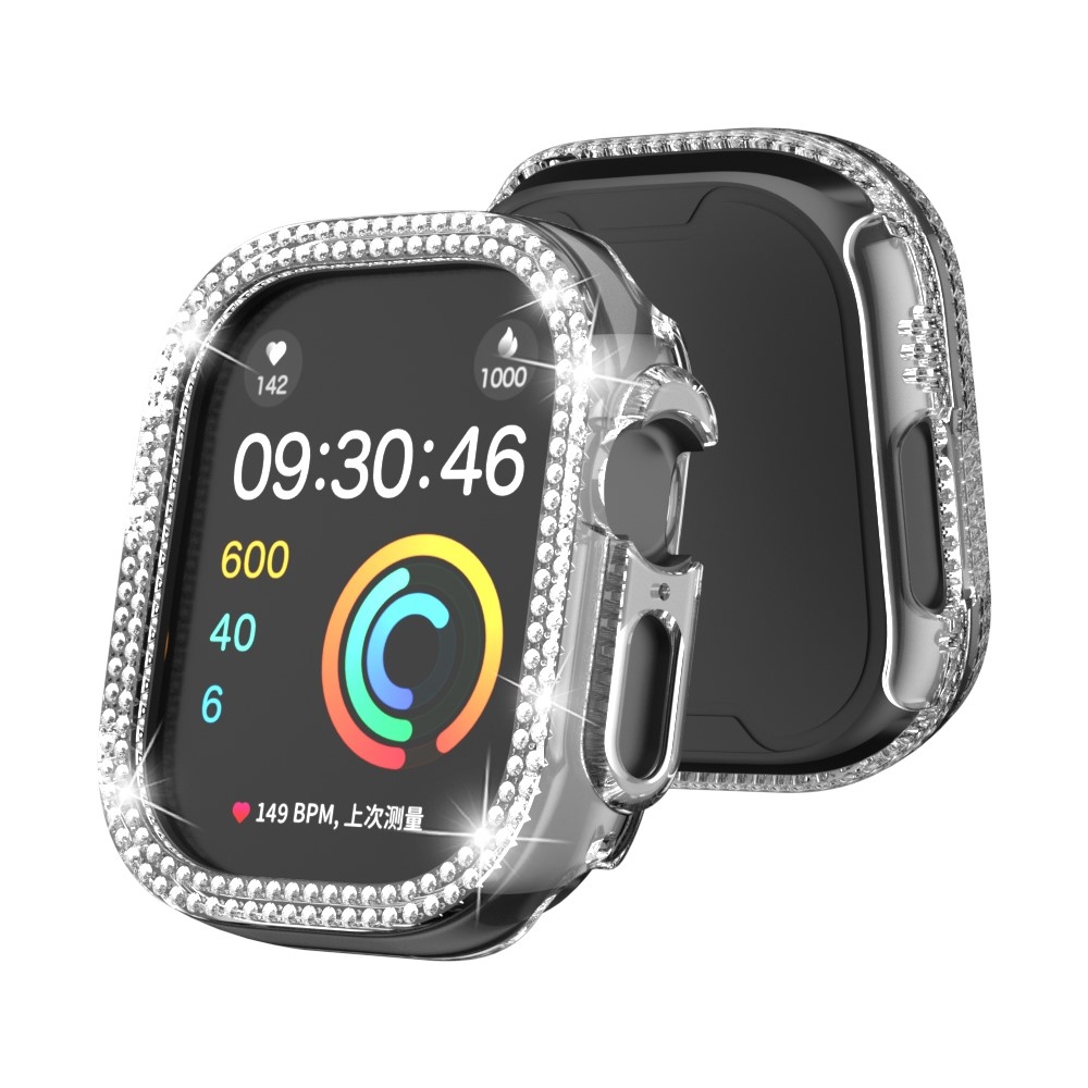Decory műanyag, rácsatlakoztatható tok strasszokkal az Apple Watch Ultra 4/3/2/1 49 mm-es modellhez – átlátszó