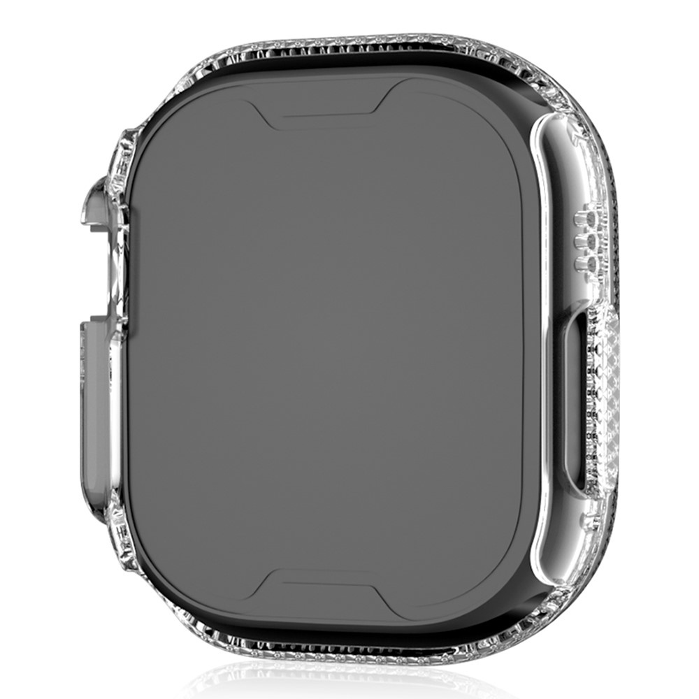 Decory műanyag, rácsatlakoztatható tok strasszokkal az Apple Watch Ultra 4/3/2/1 49 mm-es modellhez – átlátszó