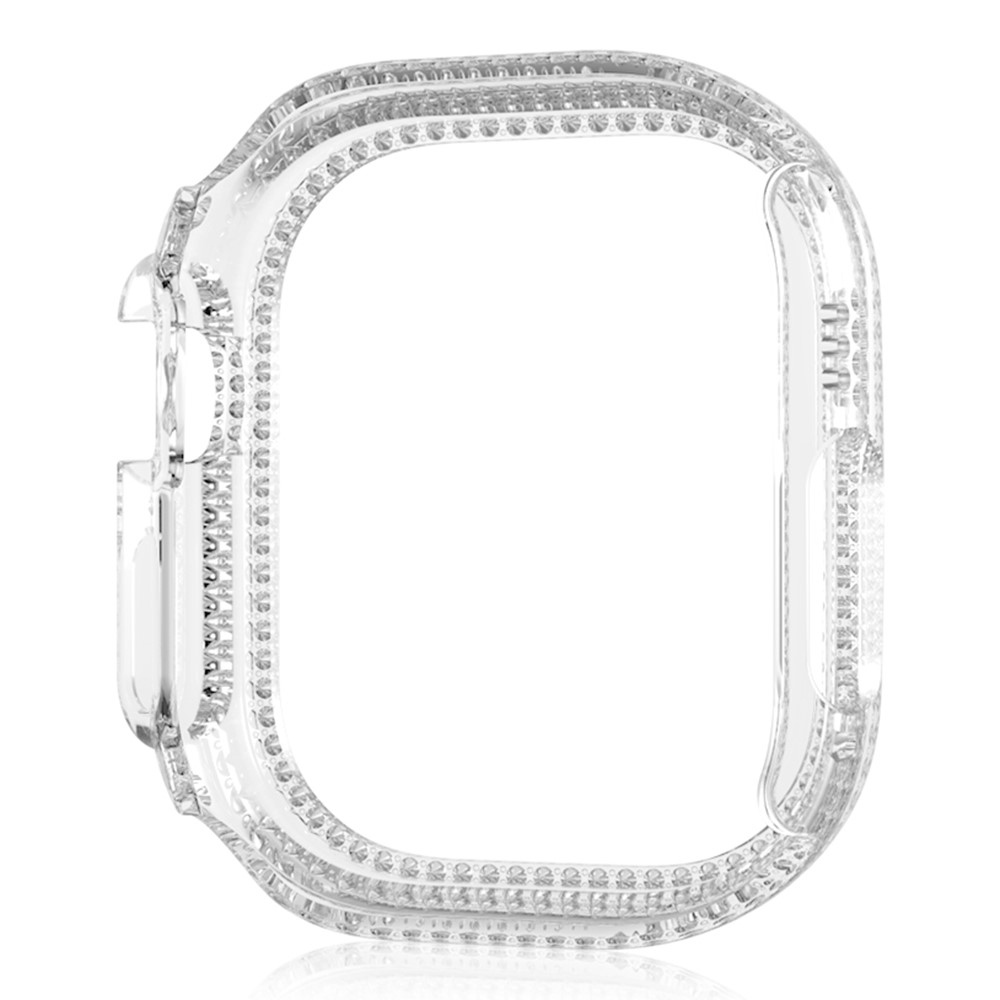 Decory műanyag, rácsatlakoztatható tok strasszokkal az Apple Watch Ultra 4/3/2/1 49 mm-es modellhez – átlátszó