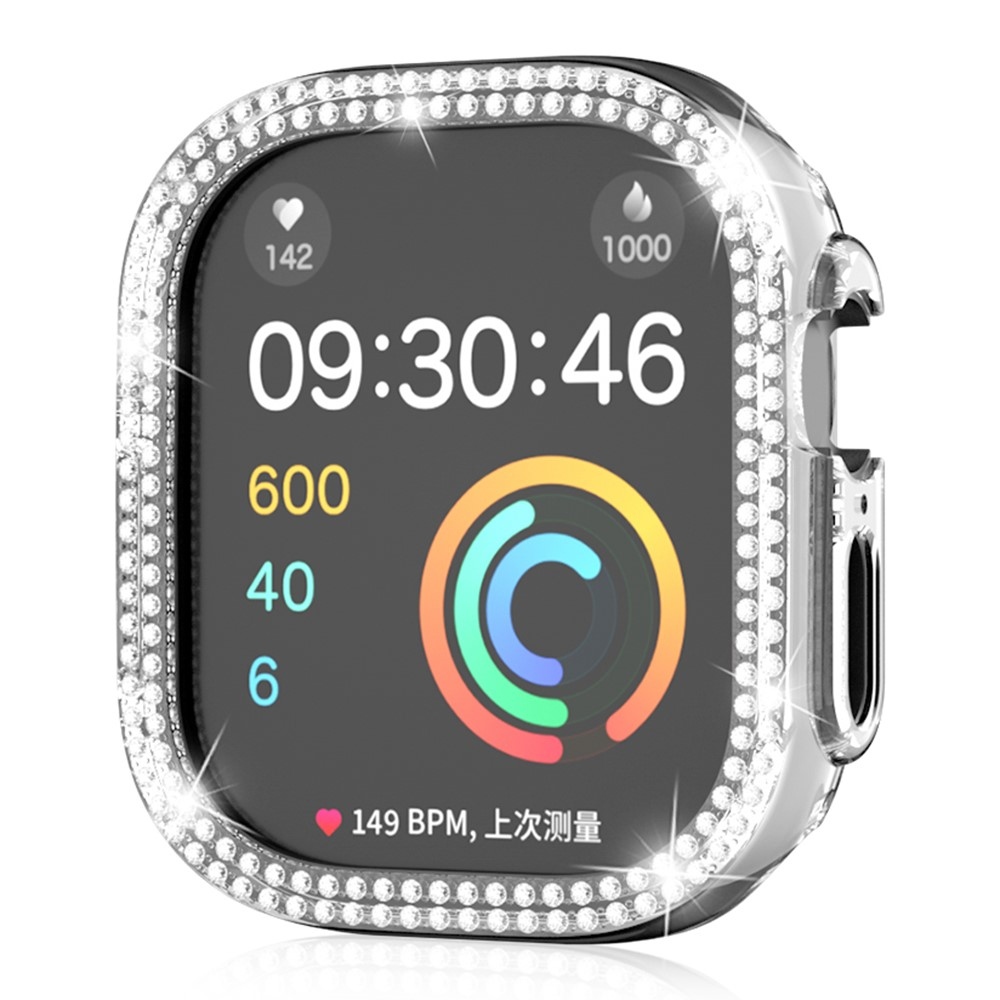 Decory műanyag, rácsatlakoztatható tok strasszokkal az Apple Watch Ultra 4/3/2/1 49 mm-es modellhez – átlátszó