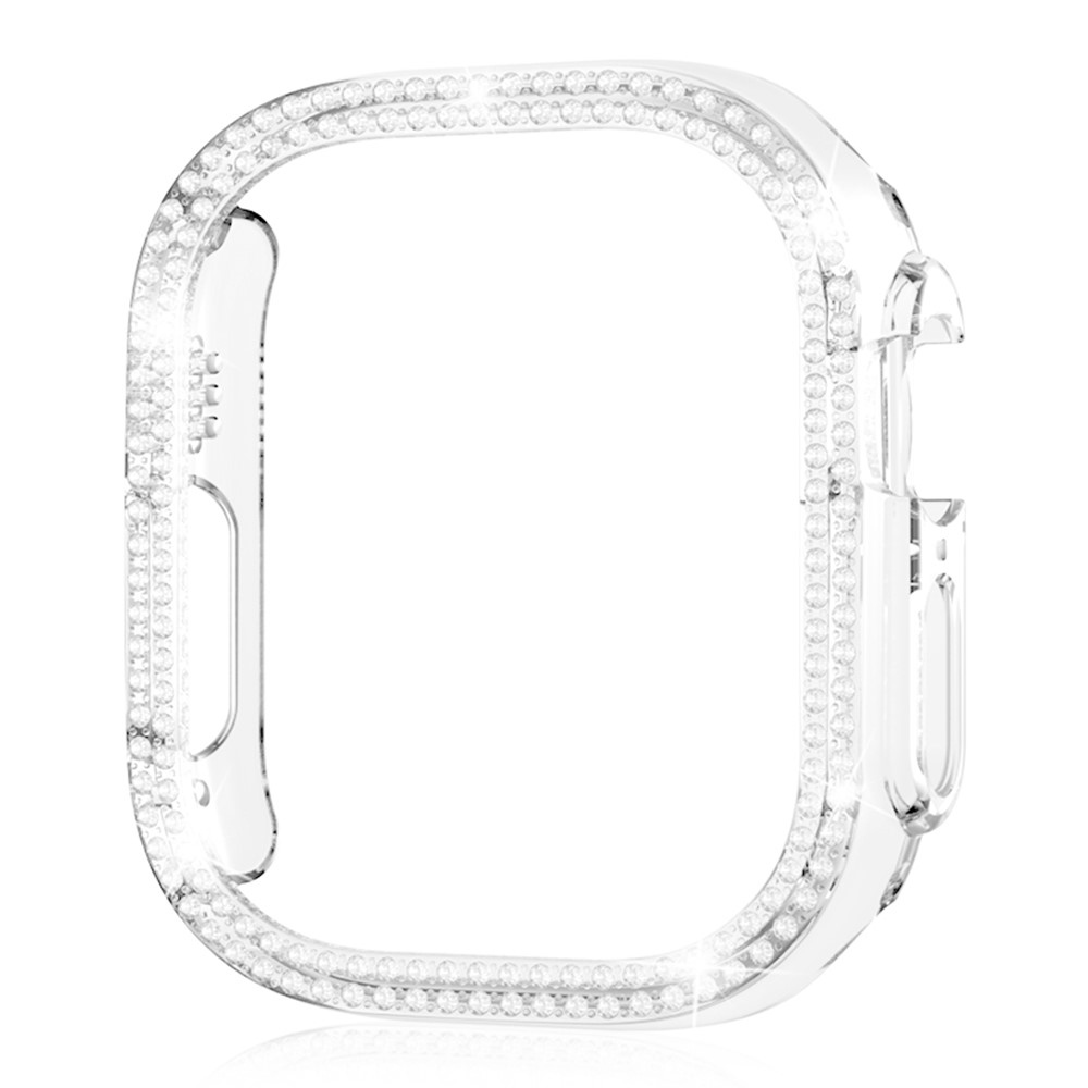Decory műanyag, rácsatlakoztatható tok strasszokkal az Apple Watch Ultra 4/3/2/1 49 mm-es modellhez – átlátszó