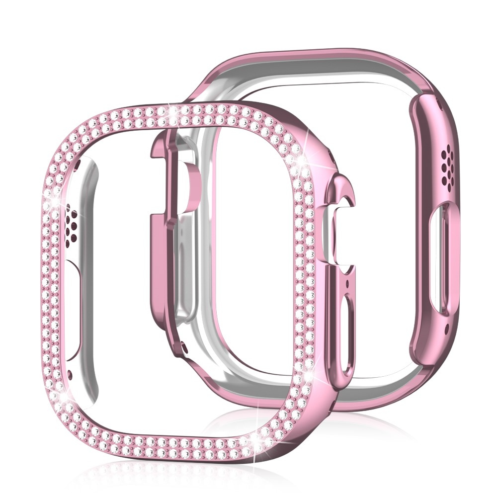 Decory műanyag, rácsatlakoztatható tok strasszokkal az Apple Watch Ultra 4/3/2/1 49 mm-es modellhez – rózsaszín
