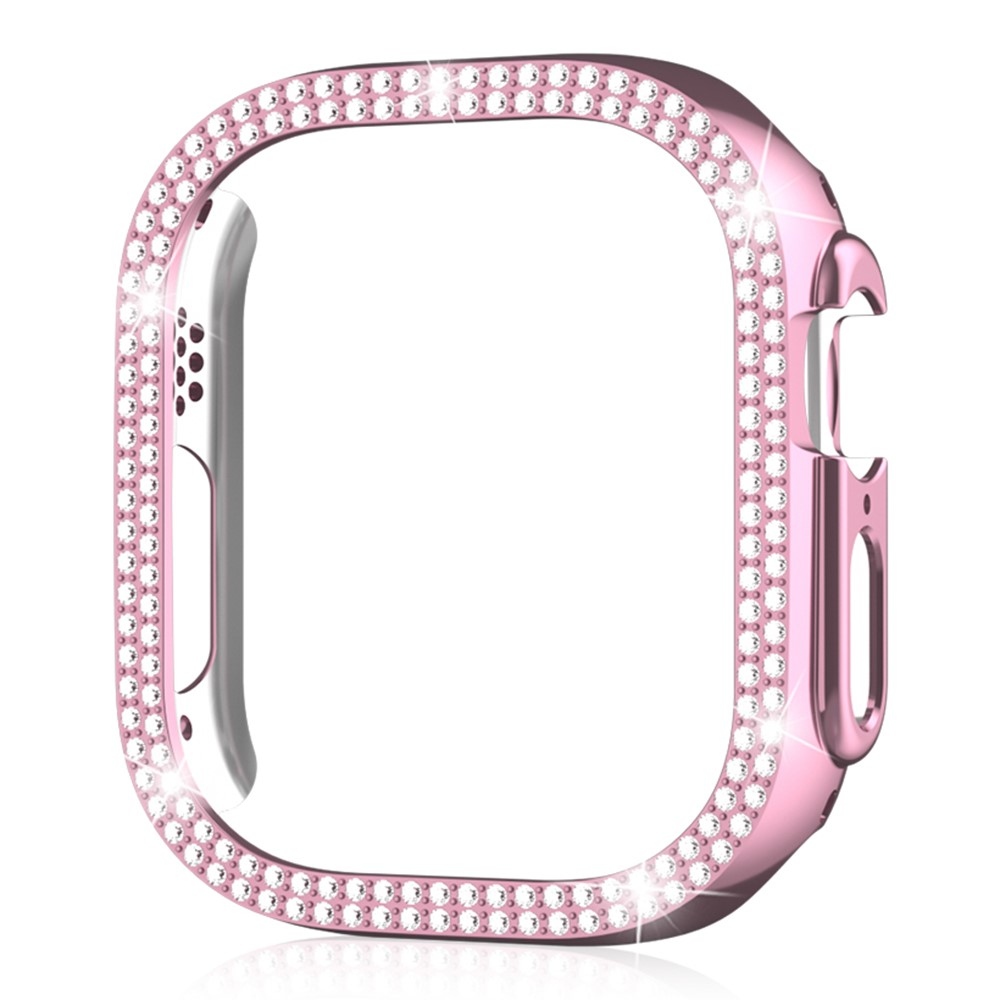 Decory műanyag, rácsatlakoztatható tok strasszokkal az Apple Watch Ultra 4/3/2/1 49 mm-es modellhez – rózsaszín