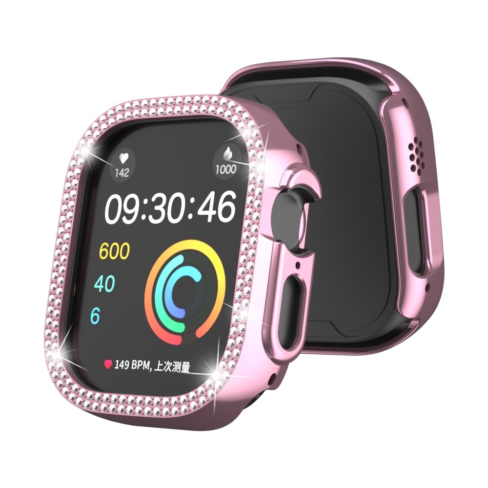 Decory műanyag, rácsatlakoztatható tok strasszokkal az Apple Watch Ultra 4/3/2/1 49 mm-es modellhez – rózsaszín