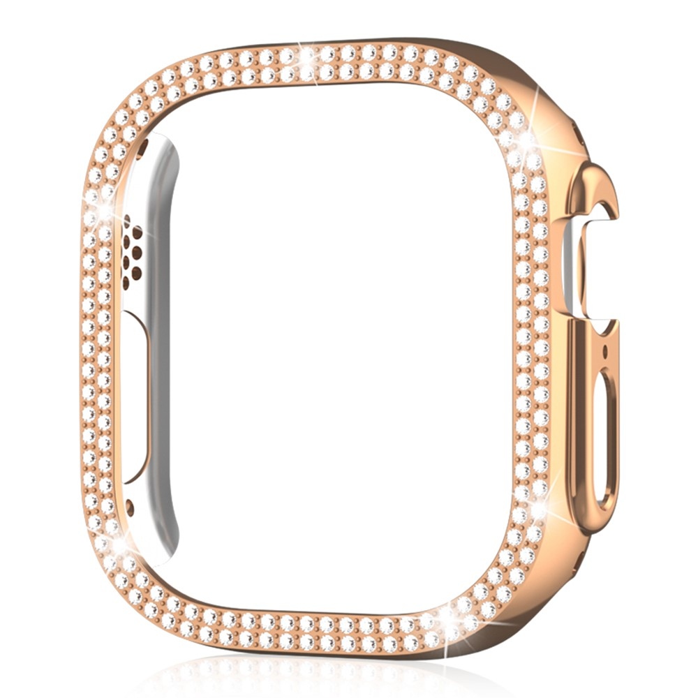 Decory műanyag, rácsatlakoztatható tok strasszokkal az Apple Watch Ultra 4/3/2/1 49 mm-es modellhez – rózsaszín-arany