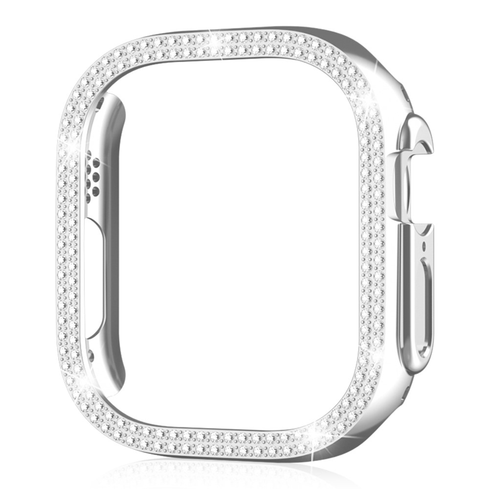 Decory műanyag, rácsatlakoztatható tok strasszokkal az Apple Watch Ultra 4/3/2/1 49 mm-es modellhez – ezüst színű